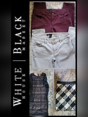 Women’s  WHITE HOUSE BLACK MARKET BINDLE DRESS, SKIRT, AND 2 PAIR OF JEANS